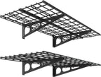 FLEXIMOUNTS 2-Pack 2x4ft 24-inch-by-48-inch Wall Shelf Garage Storage Rack Wall Mounted Floating Shelves, Black, Classic Series
