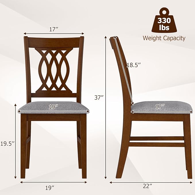 Giantex Upholstered Dining Chairs Set of 4, Farmhouse Fabric Side Chairs w/Cu...