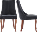 Modern Dining Chairs Set of 2, Mid Century Kitchen & Dining Room Chairs, Fabric Upholstered Kitchen Chairs with Wood Legs, Sillas de Comedor, Easy Assembly, Black, 2 Pieces