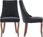 Modern Dining Chairs Set of 2, Mid Century Kitchen & Dining Room Chairs, Fabric Upholstered Kitchen Chairs with Wood Legs, Sillas de Comedor, Easy Assembly, Black, 2 Pieces