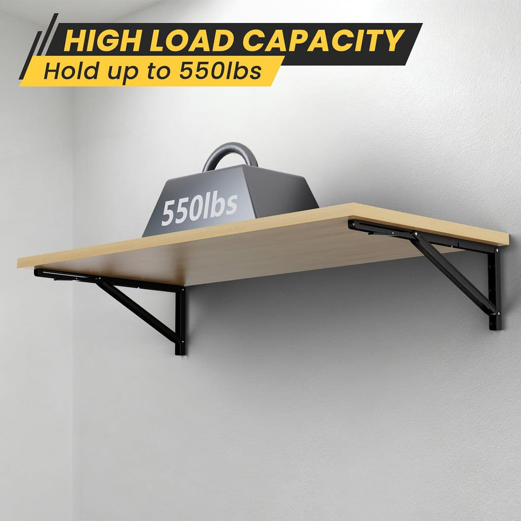 Wall Mounted Folding Workbench, 47.2 x 22.8-inch Heavy Duty Foldable Work Table, Large Surface, Collapsible Desk for Workshop, Garage, Office, Home, Holds Up to 550 lb