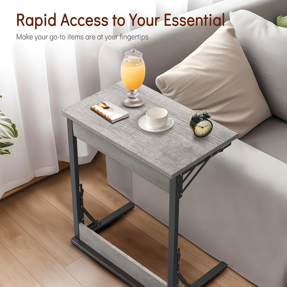 Tatub 24" TV Tray Table Set of 4, Folding C Shaped End Table, Small Sofa...