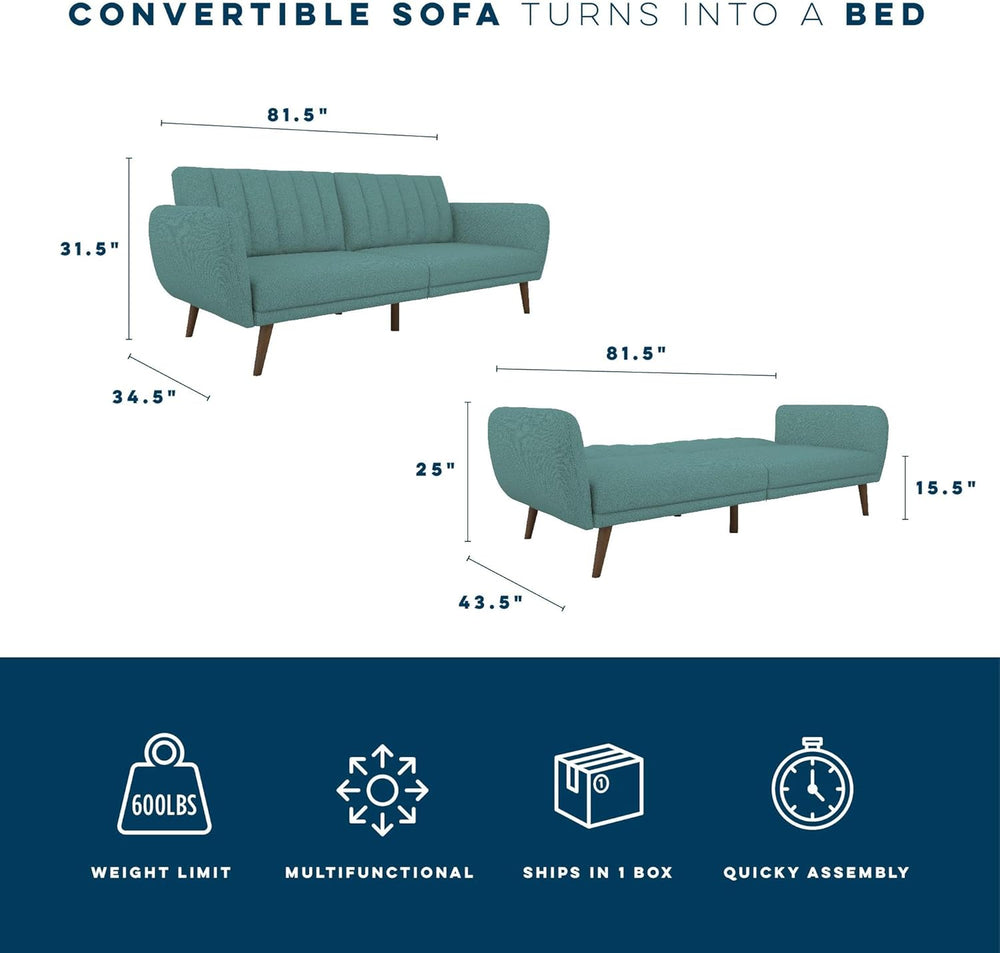 Novogratz Brittany 82 Inch Futon Sofa Bed in Faux Leather, Upholstered Couch ...