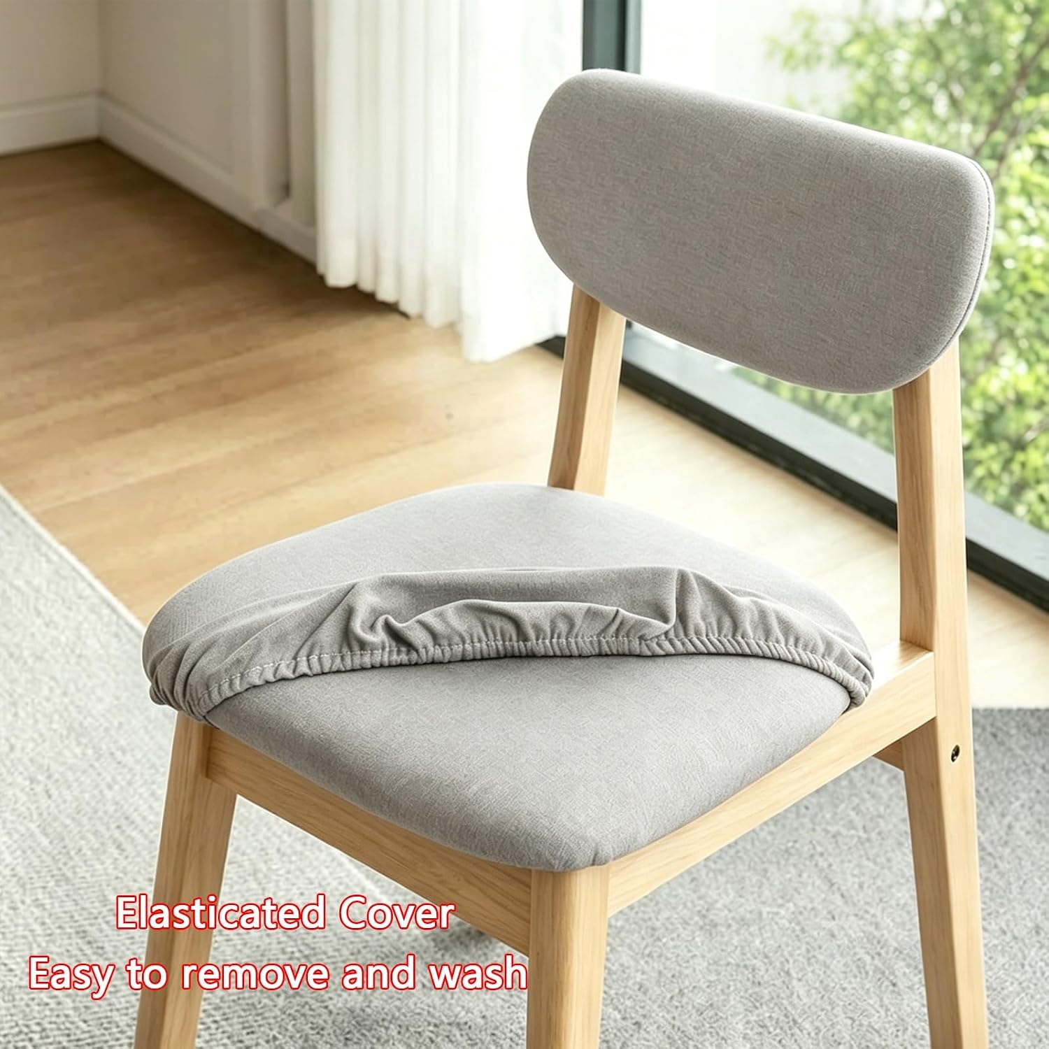 Dining Chairs, Home Office Desk Chair, Minimalist Bar Stool, Wood Legs, Curved Open Back, Comfortable Event Stool, for Patio, Picnic, Kitchen, Dining(Sky Blue)