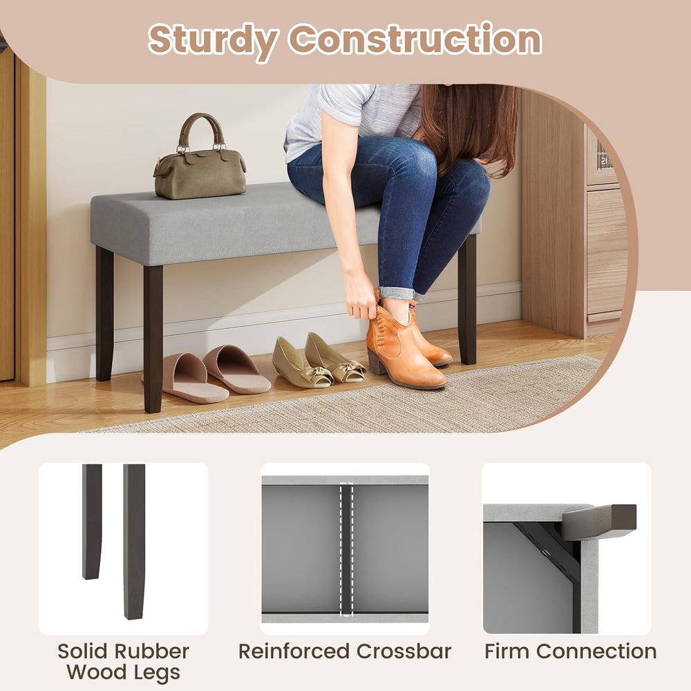 Giantex 40.5" Upholstered Entryway Bench with Padded Seat & Solid Ru...
