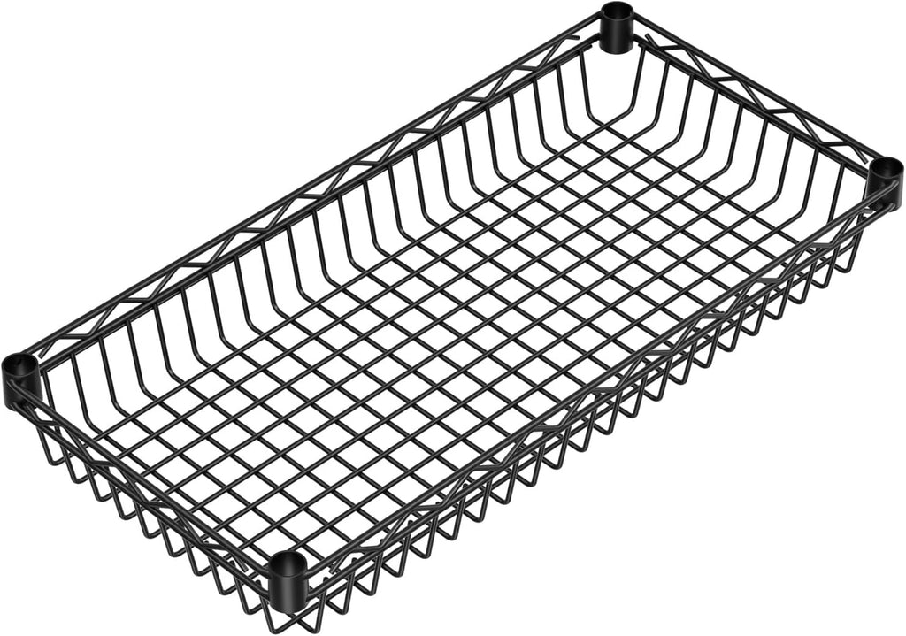 6 Shelves Storage Shelf Wire Closet Bathroom Organizers Metal Pantry Kitchen Garage Shelving Unit Laundry Room Organization Home Rack Net Basket Black with Wheels 30" Dx14 Wx65 H