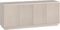 Henn&Hart Fluted TV Stand for TVs up to 65" with 2 Concealed Ribbed Storage Cabinets and Adjustable Shelves for Living Room, Family Room, or Office, Beech White