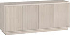 Henn&Hart Fluted TV Stand for TVs up to 65" with 2 Concealed Ribbed Storage Cabinets and Adjustable Shelves for Living Room, Family Room, or Office, Beech White