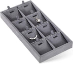 Dark Blue Jewelry Display Tray Ring Necklace Earring Bangle Organizer Multifunctional Storage Case for Jewelry Showcase (Long 8 Grids Pendant Tray)