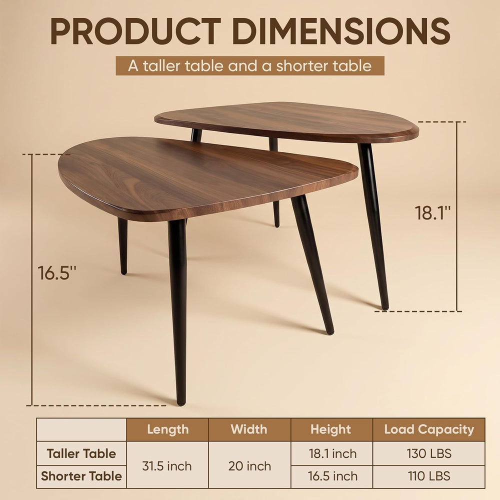 Nesting Coffee Table Set of 2,Mid Century Coffee Nesting Table | living room ...