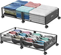 Under Bed Storage with Wheels, 31.5in / 35L Large Rolling Underbed Storage, Underbed Drawer on Wheels, Tool-free Assembly Metal Under Bed Drawers Organizer Container for Bedroom Shoes Clothes Toys