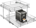 WelFurGeer 2-Tier Kitchen Cabinet Pullout Shelf and Drawer Organizer, Soft Close Pantry Pull Out Shelves, Heavy Duty Pull Out Cabinet Organizer with Shelf Liner for Kitchen Cabinets, Pantry Storage