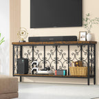 ikkle 70.9" Narrow Sofa Table Behind Couch with 2-Tier Storage Shelf. | Industrial Console Table with Auspicious Cloud Design and Premium Water-Resistant Wood Finish.Fit for Entryway, Living Room.