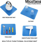 Silicone Dish Drying Mat for Multiple Usage,Easy clean,Eco-friendly,Heat-resistant Silicone Mat for Kitchen Counter or Sink,Refrigerator or Drawer liner Lichen BlueL M 12 inches x 12 inches