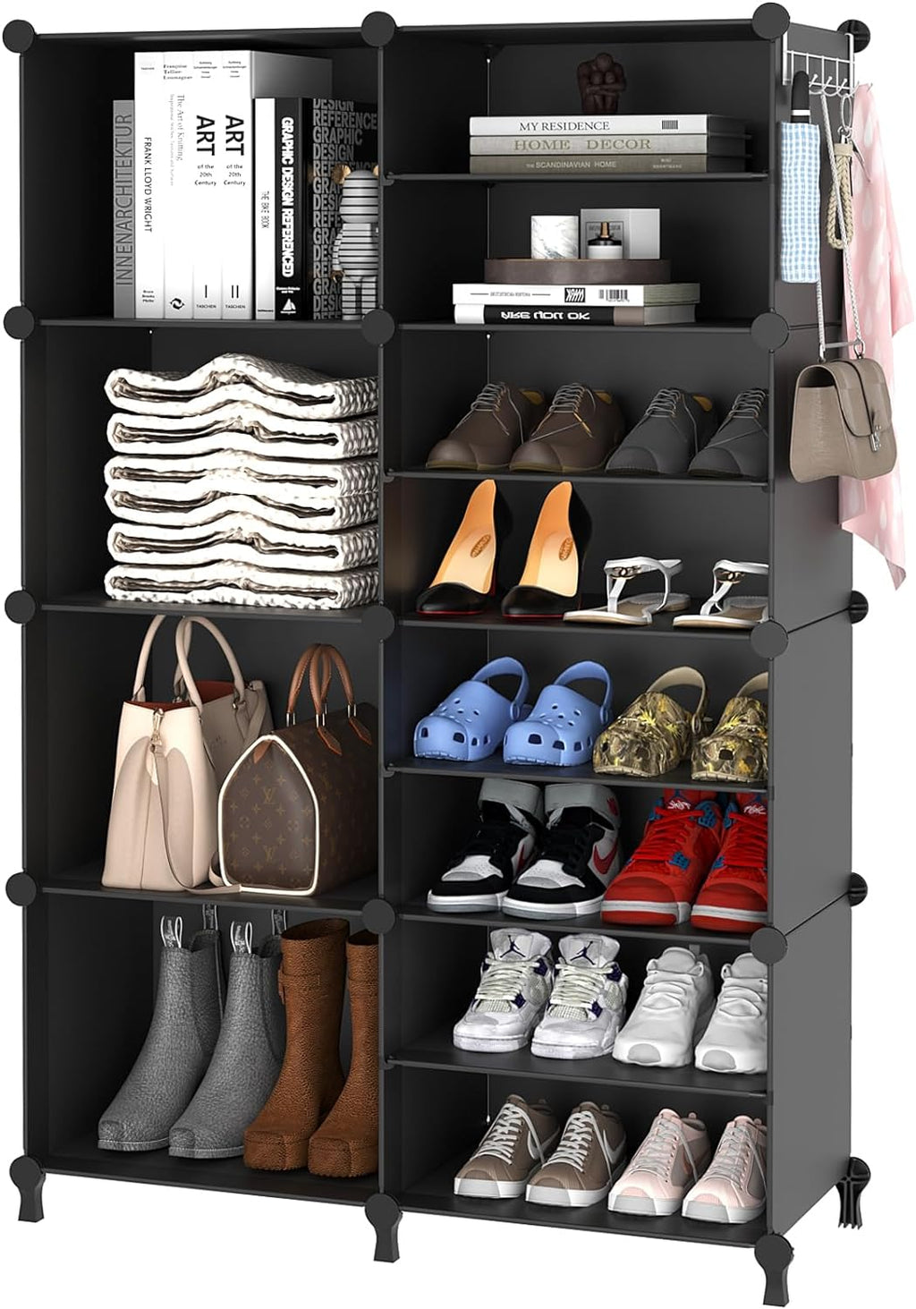 AWTATOS Closet Organizer, 8 Cube Closet Organizers and Storage, Closet Storage Shelves, Clothes Storage Organizers for Closet Bedroom Living Room Office Black