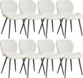 Dining Chairs Set of 8, Comfy Modern Dining Chairs with Thick Cushions, Upholstered Fabric Kitchen Side Chairs with Adjustable Metal Legs for Dining Room (Beige)