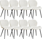 Dining Chairs Set of 8, Comfy Modern Dining Chairs with Thick Cushions, Upholstered Fabric Kitchen Side Chairs with Adjustable Metal Legs for Dining Room (Beige)