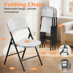 VTOY Heavy Duty Folding Chairs, 450 lbs Capacity Stackable Plastic Chairs, Durable & Comfortable for Indoor Outdoor, Wedding, Party, Patio, Office (White 2 Pack)
