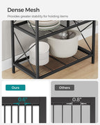 SONGMICS 5-Tier Metal Storage Rack, Shelving Unit with X Side Frames, Dense Mesh, 12.6 x 23.6 x 57.3 Inches, for Entryway, Kitchen, Living Room, Bathroom, Industrial Style, Ink Black UBSC165B01