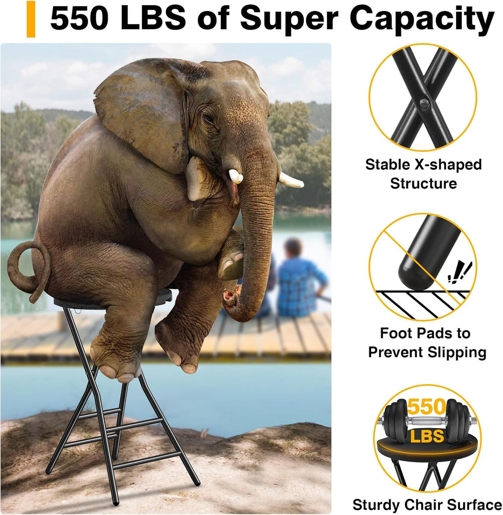 TAVR Furniture Portable Folding Chair with Handle, Heavy Duty Round Fold Stoo...