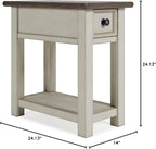 Signature Design by Ashley Bolanburg Farmhouse Chair Side End Table, Light Brown & Whitewash