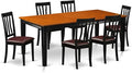 East West Furniture QUAN7-BCH-LC 7 Piece Kitchen Table & Chairs Set Consist of a Rectangle Butterfly Leaf Dining Table and 6 Faux Leather Upholstered Chairs, 40x78 Inch, Black & Cherry