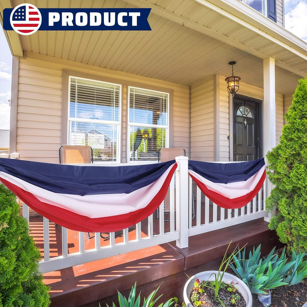 American Flag Bunting Banner 2x20 Ft Patriotic Decorations – Red White Blue S...