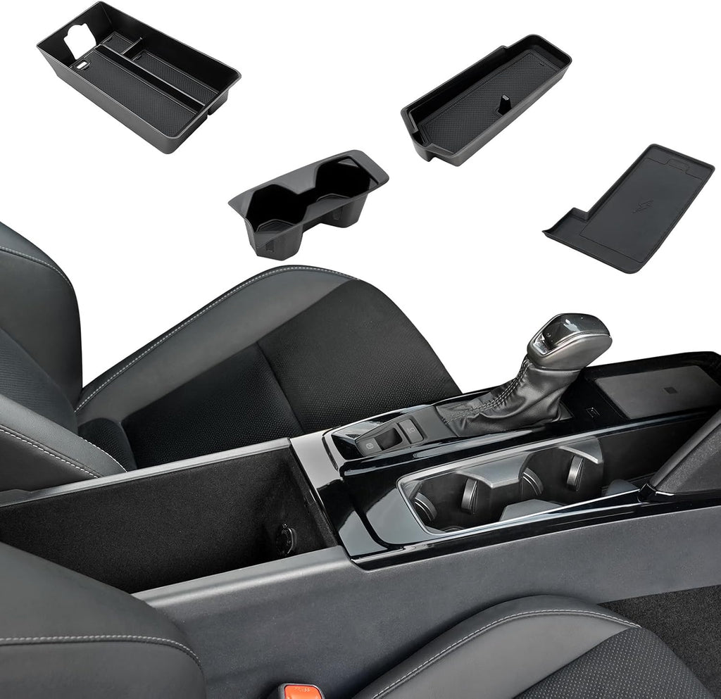 ELECFRESH 4PCS Center Console Organizer Tray for 2025 2026 Toyota Camry Accessories, Armrest Storage Box, Cup Holder, Wireless Charging Mat for Toyota Camry