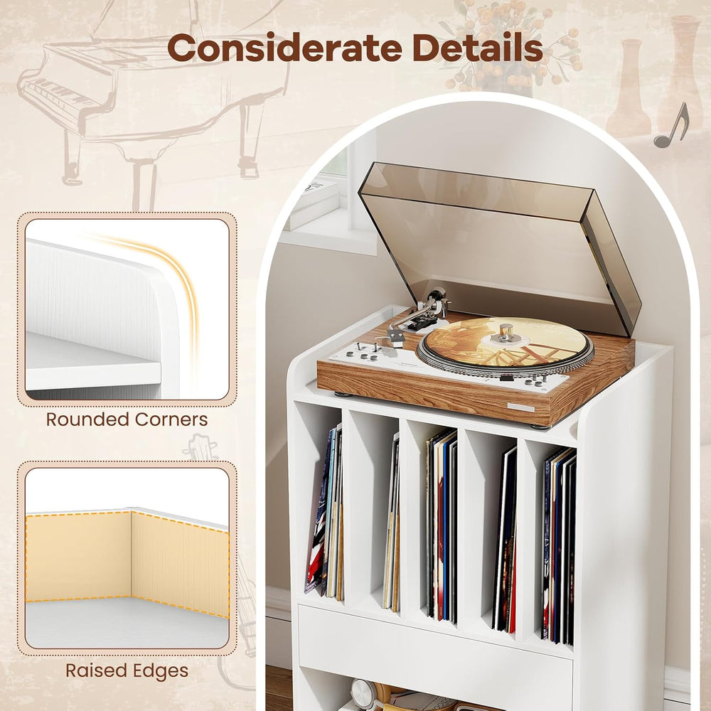 Giantex Record Player Stand, Rolling Turntable Stand with Drawer & Lockab...