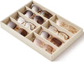 pickpiff Drawer Sunglass Organizer & Display Tray: 1 Pcs 8 Grids Velvet Scratch-Free Eyeglasses Case (13.8x9.4x1.6inch) - Soft Beige Glasses Storage Holder Box for Men & Women