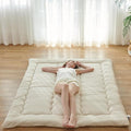 Twin Size Japanese Futon Mattress Foldable Topper Mattress for Floor Tatami Floor Mat Portable Roll-Up Bed for Guest Play mat for Kids Sleeping Pad Beige B