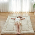 Twin Size Japanese Futon Mattress Foldable Topper Mattress for Floor Tatami Floor Mat Portable Roll-Up Bed for Guest Play mat for Kids Sleeping Pad Beige B