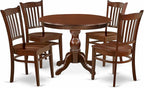 East West Furniture HBGR5-MAH-W 5 Piece Dining Table Set for 4 Includes a Round Kitchen Table with Pedestal and 4 Dinette Chairs, 42x42 Inch, Mahogany
