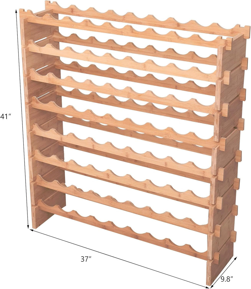 72 Bottle Stackable Storage Modular Wine Rack Cabinet Bamboo freestanding Flo...