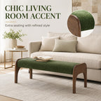 50.25“ Upholstered Bench, Modern Dining Bench with Soft Chenille Fabric, 6" Padded Seat and Rubber Wood Legs, End of Bed Bench for Bedroom, Entryway, Hallway, Living Room (C-Green)