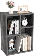 VECELO 3-Cube Small Bookshelf, Modern Bookcases with Shelves Height Up to 12.8 Inches, Suit for Common Size Textbook, Vertical or Horizontal, Cubby Storage Organizer,Grey