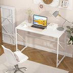 Elephance Folding Desk Writing Computer Desk for Home Office, No-Assembly Study Office Desk Foldable Table for Small Spaces
