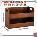 CroBlissful 2-Tier Wooden CD Storage Holder, Classic Brown CD Display Shelf Rack with Carrying Handles, CDs Organizer for DVDs, Movie Cases and Cassette Tapes, Holds up to 72 CDs