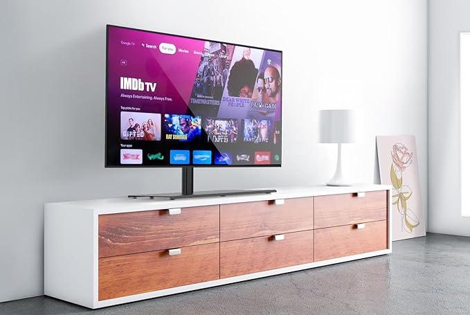 Kanto TTS150 Tabletop Stand for 37" to 60" TVs | Supports up to 88 lb | Height Adjustable | Swivels up to 30° | Tilts -5° | Black
