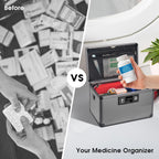 Medicine Lock Box with Key, Alluminum Alloy Box for Medication,First Aid Box with a Removeable Tray to Store Medicines & Pills for Home, Black, 14 * 8.46 * 7.48 Inch