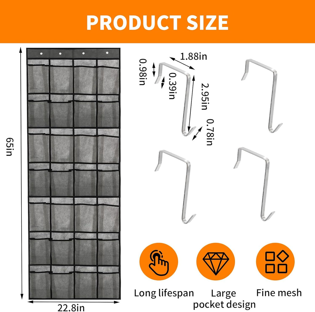 Door Shoe Organizer, 28-Compartment Over The Door Shoe Organizer, Saves Room Space, Suitable for Both Men And Women, And Convenient for Quick Storage