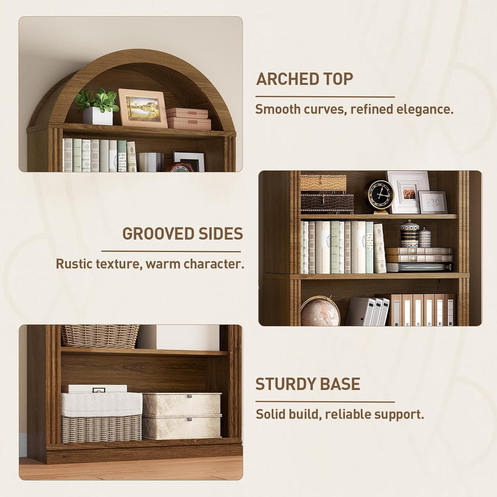 RALGEND Arched Bookshelf, 75.8" Tall Arch Bookcase with Storage, 6-Tier ...