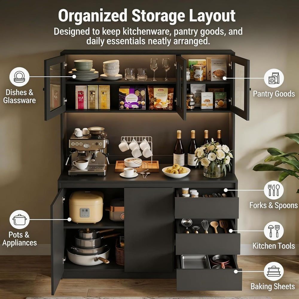 71" Kitchen Pantry Cabinet,Tall Storage Cabinet with Doors & Shelves...