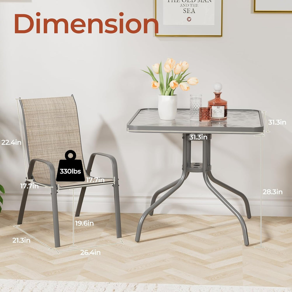 TLSUNNY Patio Dining Set 5 Pieces, All Weather Outdoor Furniture W/30"X ...