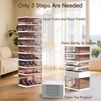Dollate Foldable Shoe Rack with Clear Magnetic Doors,Portable Shoe Organizer Storage Cabinet on Wheels No Assembly,Large Sneaker Cabinet Bins for Living Room, Cloakroom, Entryway