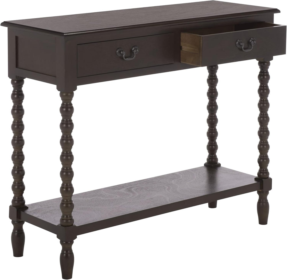 SAFAVIEH Furniture - Athena 2-Drawer Console Table - Dark Chocolate - Solid W...