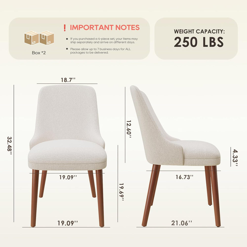 MALOL Upholstered Dining Chairs Set of 4, High-Back Dining Room Chair with Wo...