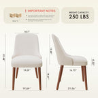 Dining Chairs Set of 4, Upholstered Dining Room Chair with Wood Legs, High-Back Padded Kitchen Chairs for Dining Room/Restaurant/Cafe, Beige