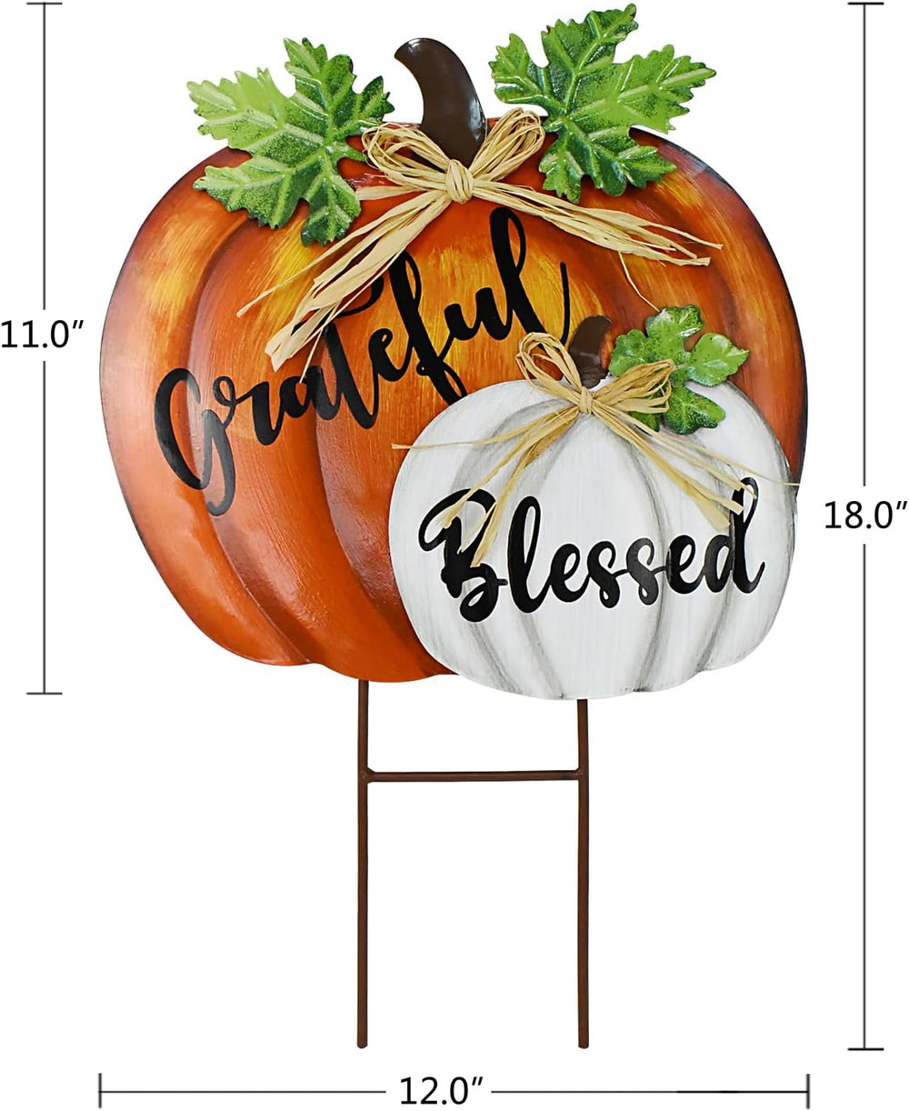Stacked Pumpkin Garden Stake Yard Sign Fall Decor Decorative Outdoor Stakes