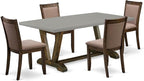 East West Furniture V797MZ748-5 5 Piece Modern Dining Table Set Includes a Rectangle Wooden Table with V-Legs and 4 Coffee Linen Fabric Upholstered Chairs, 40x72 Inch, Multi-Color